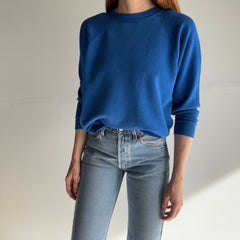 1980s Luxuriously Soft Blank Blue Raglan by Tutlex - A Special One