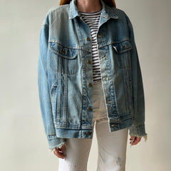 1980s Perfectly Tattered, Faded and Worn Lee Rider Denim Jean Jacket - WOWOWOWOW