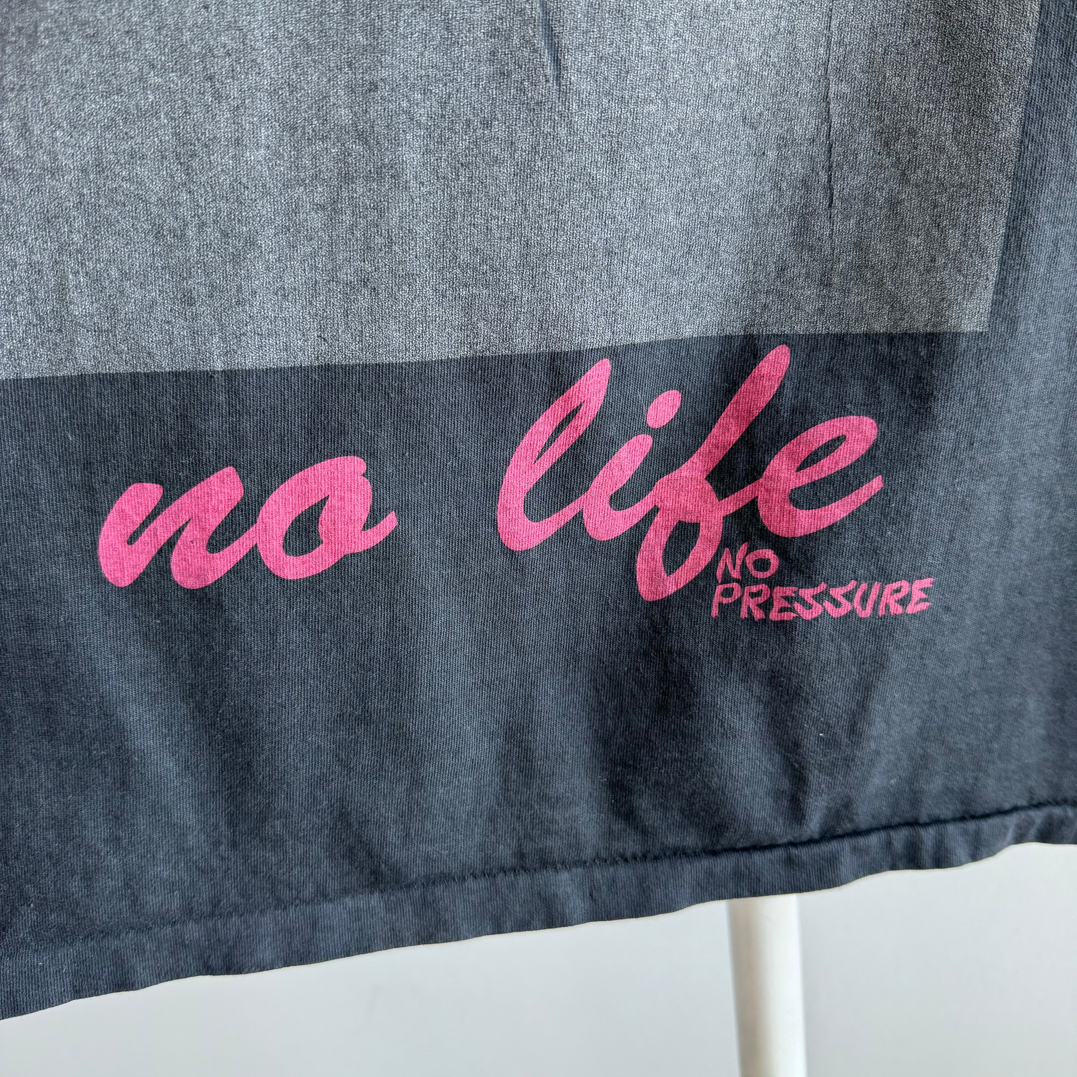 1980s No Life, No Pressure Cut Sleeve Tank Top