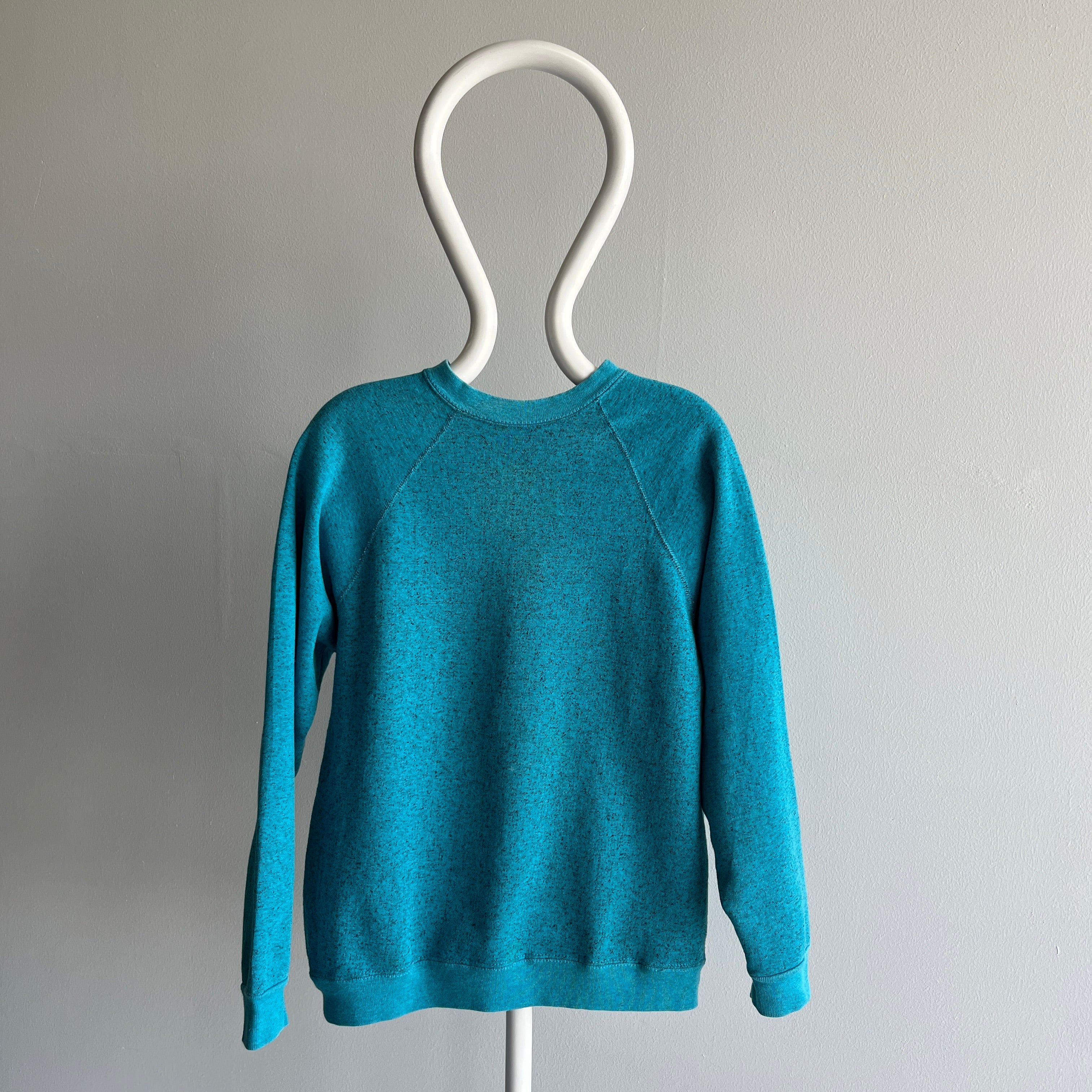 1980s Heather Turquoise Sweats Appeal by Tultex Sweatshirt - Above Average