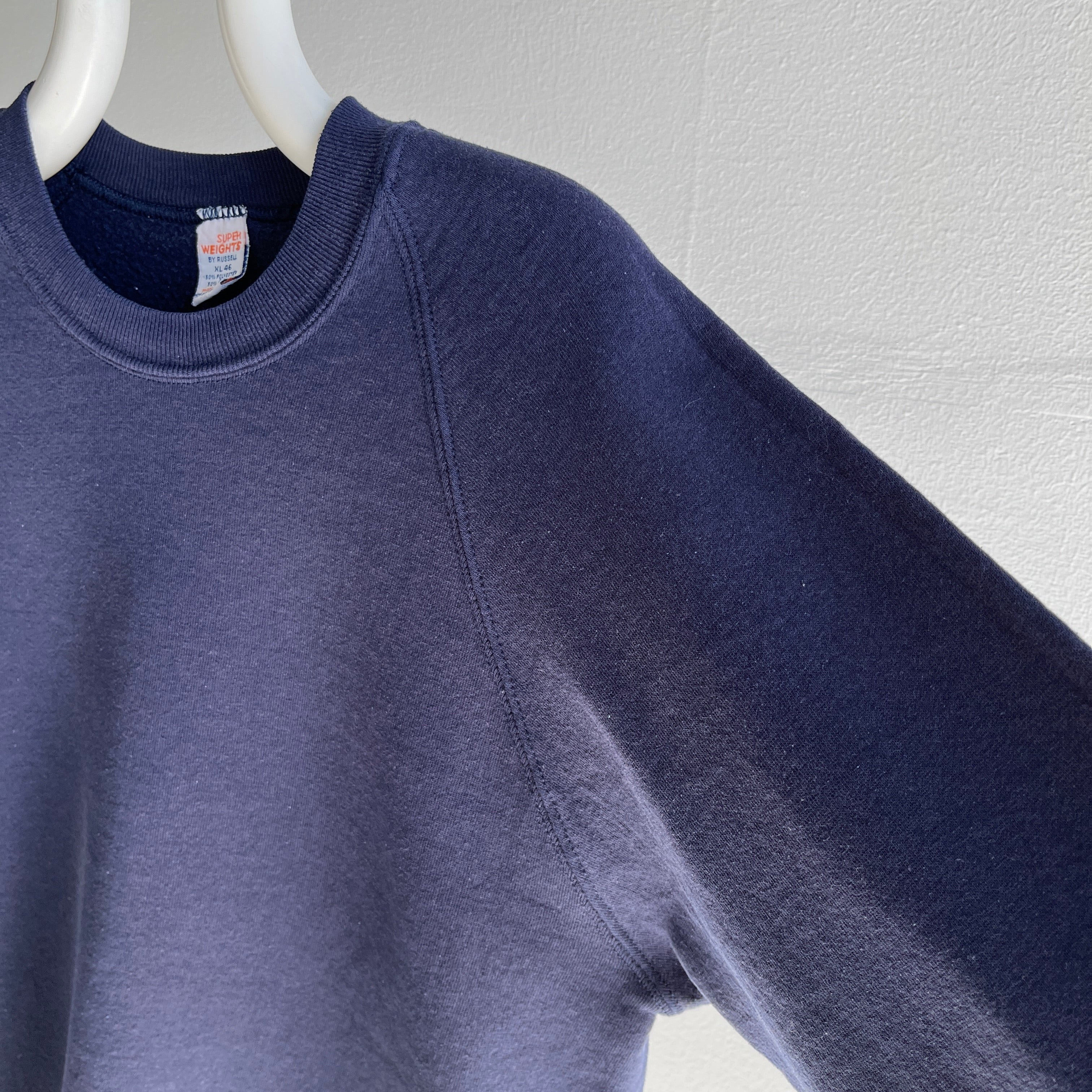 1980s Blank Navy Raglan by Russell - It's a 