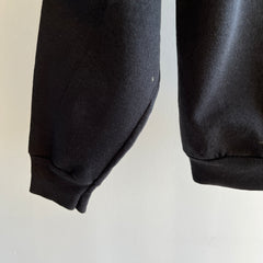 1980/90s Tattered Split Collar Blank Black Raglan by Tultex