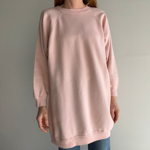 1980s Hanes Her Way Peachy Pink Sweatshirt Dress - So Soft and Slouchy