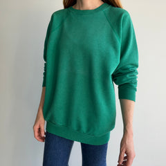 1980s Faded Kelly Green Raglan Sweatshirt