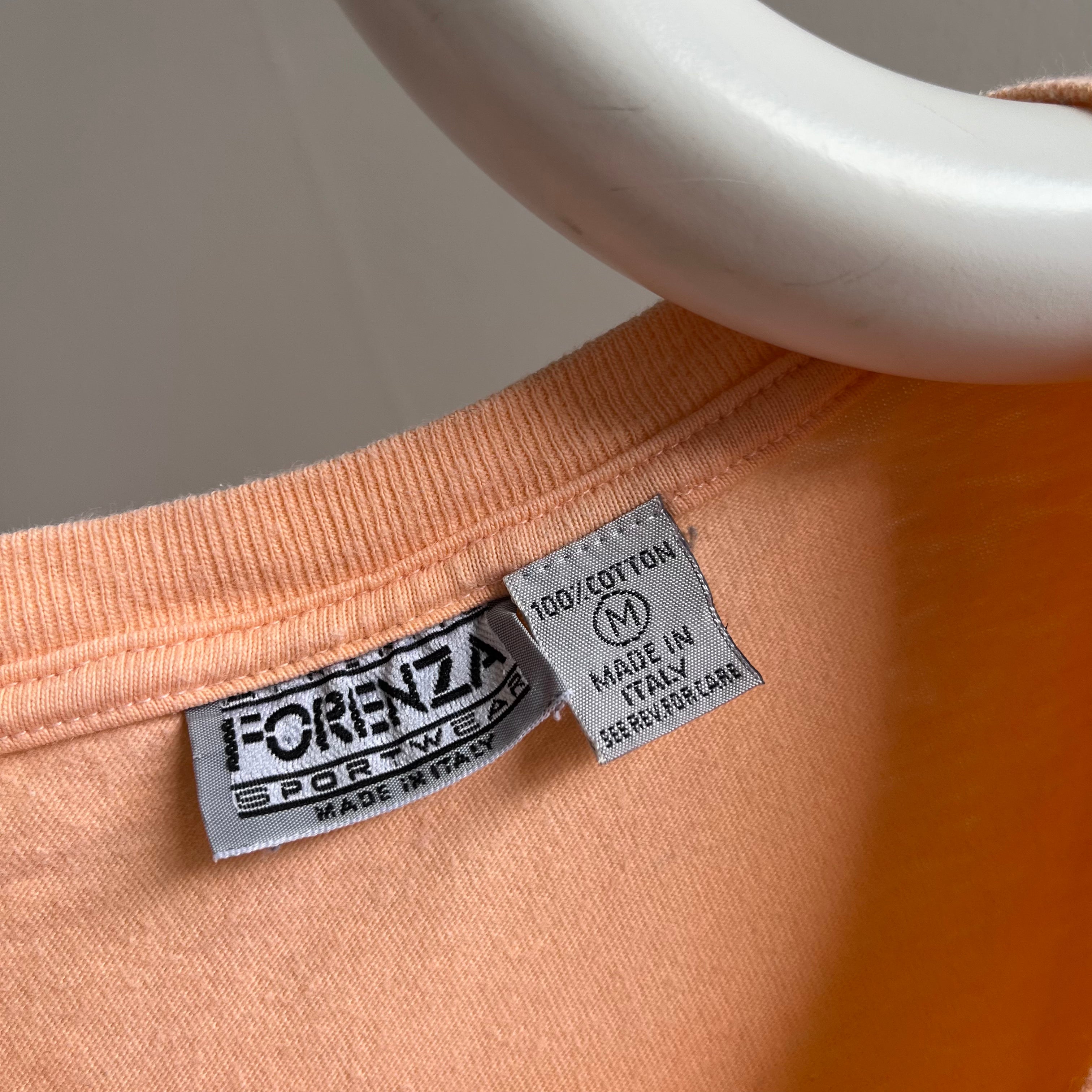 1980s Made in Italy - Forenza Faded Neon Orange Pocket T-Shirt – Red  Vintage Co