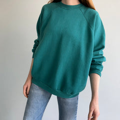 1980s Relaxed Fit Jade/Blue/Green Raglan by Ultra Fleece