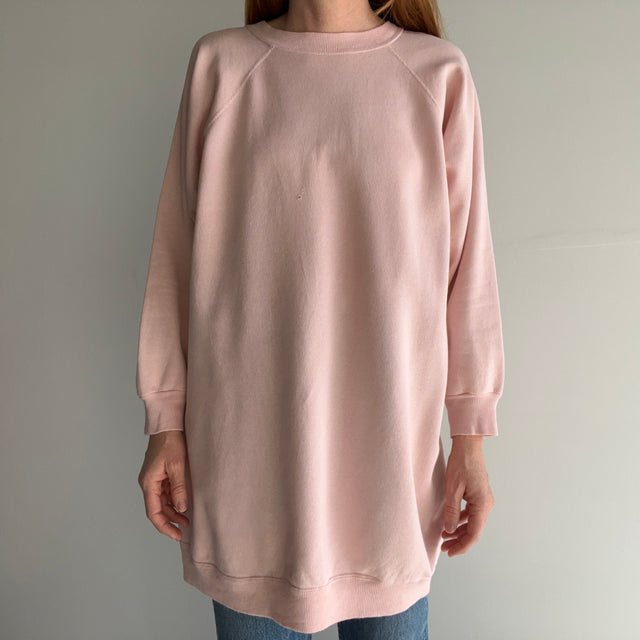 1980s Hanes Her Way Peachy Pink Sweatshirt Dress - So Soft and Slouchy