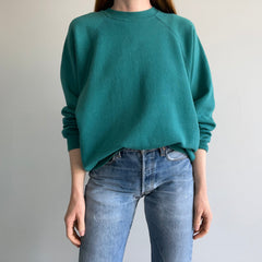 1980s Relaxed Fit Jade/Blue/Green Raglan by Ultra Fleece