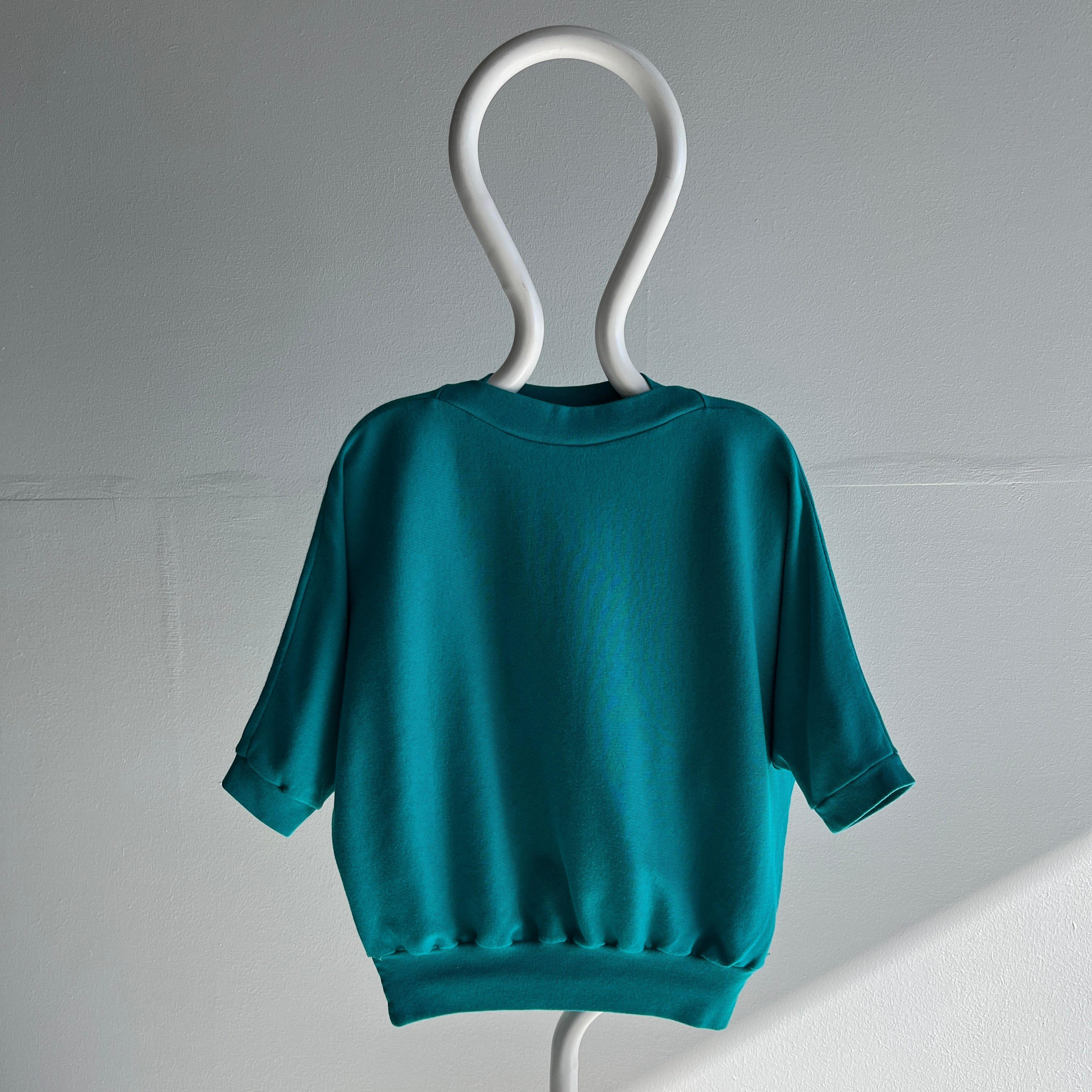1980s Dolman Sleeve Teal Sweatshirt/Sweater