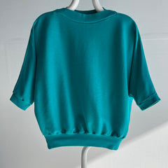 1980s Dolman Sleeve Teal Sweatshirt/Sweater