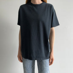 1990s Blank Black Cotton T-Shirt