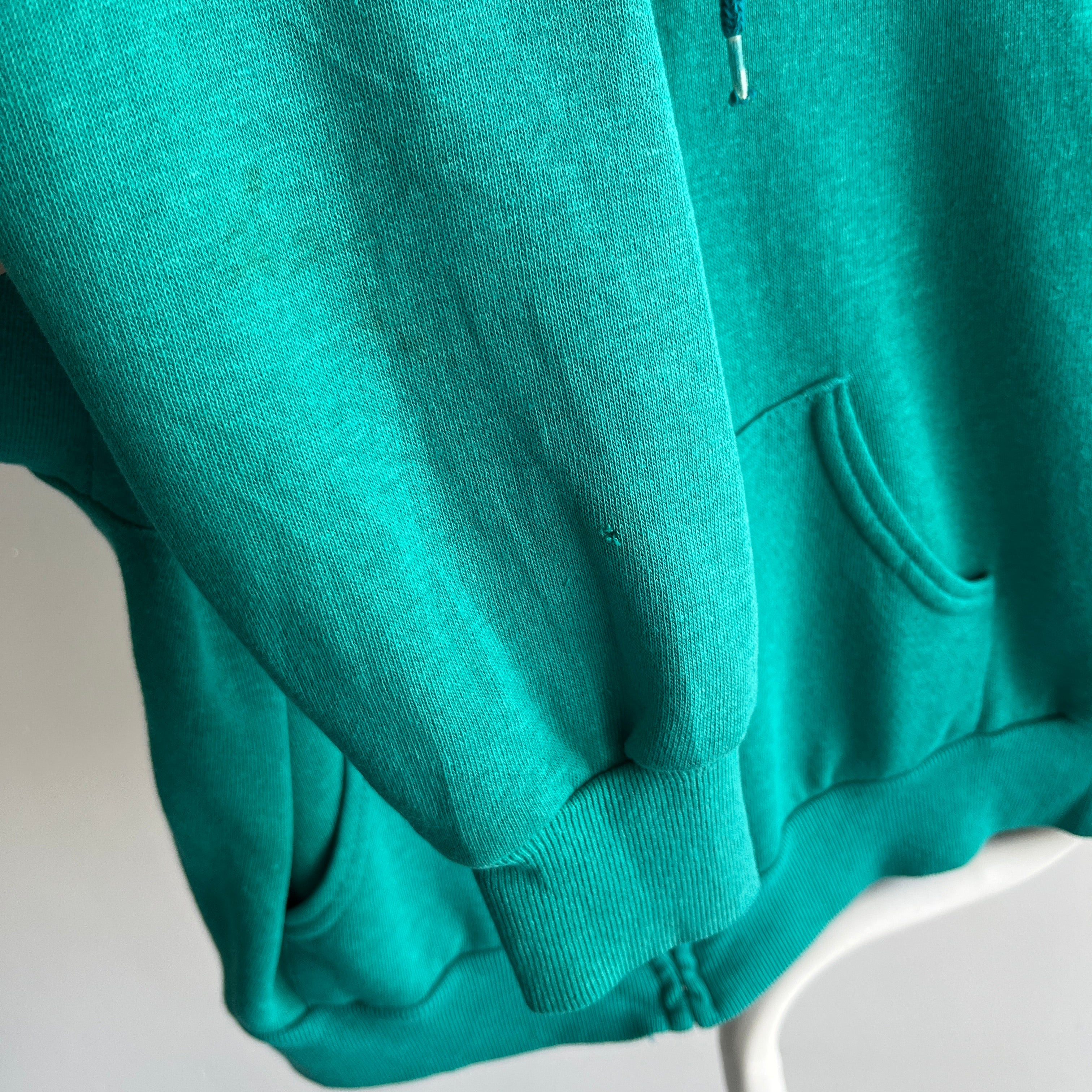 1980s Super Soft - Super, Duper - Teal Zip Up Hoodie