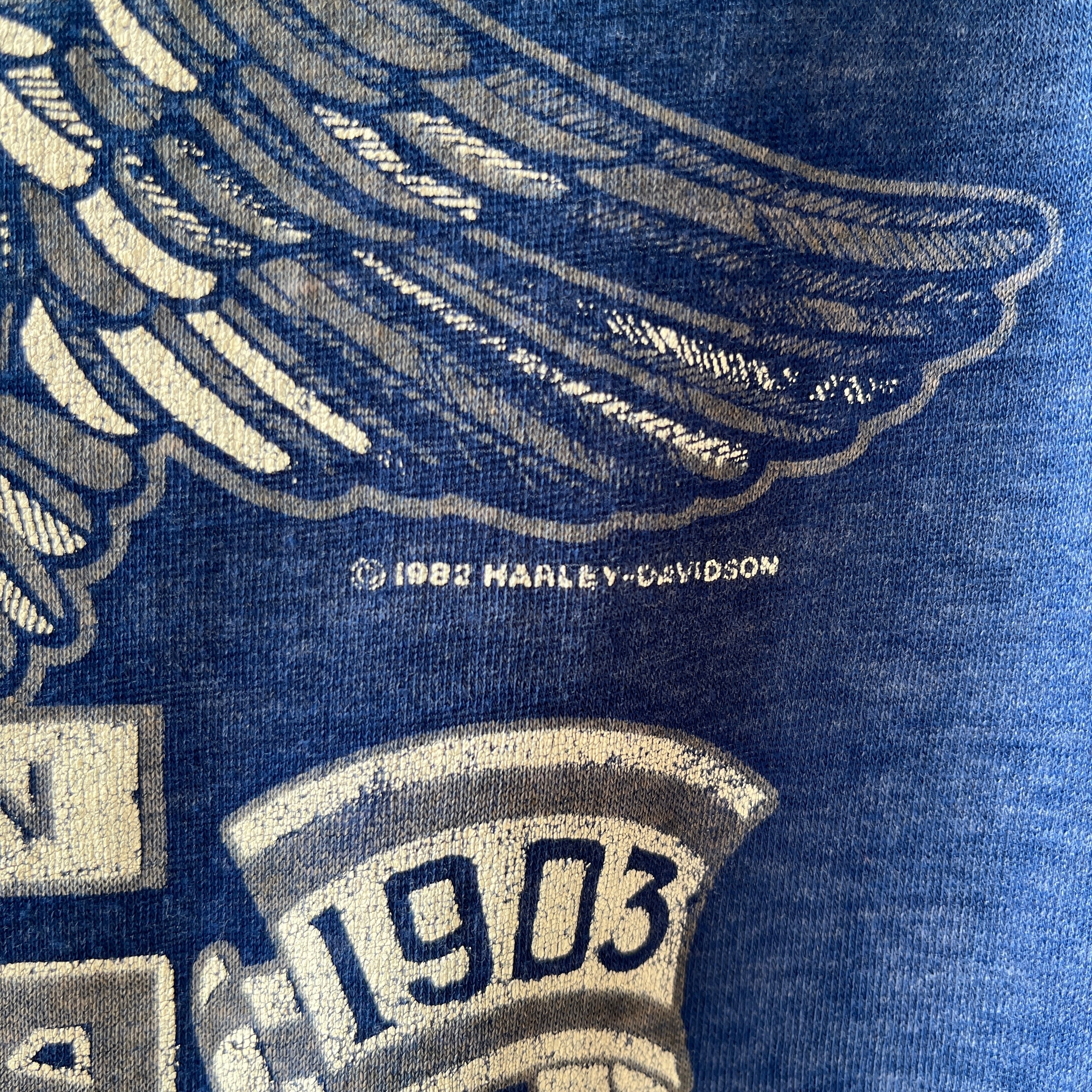 1982 Paper Thin Harley T Shirt Green Bay Wisconsin - GOLD