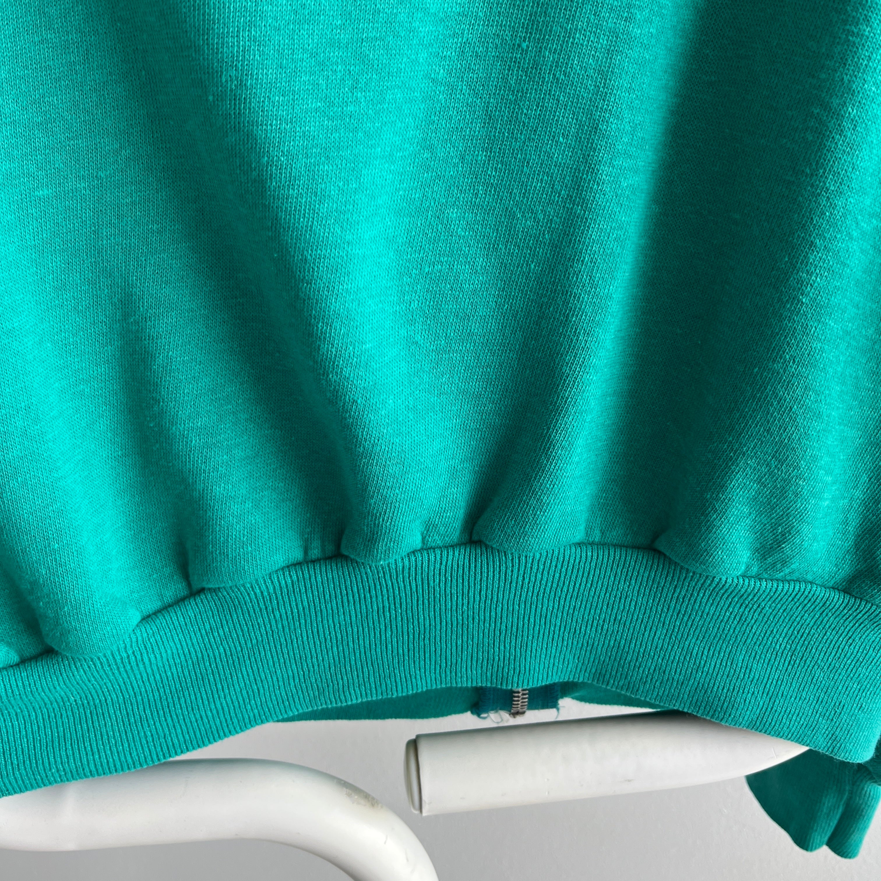 1980s Super Soft - Super, Duper - Teal Zip Up Hoodie