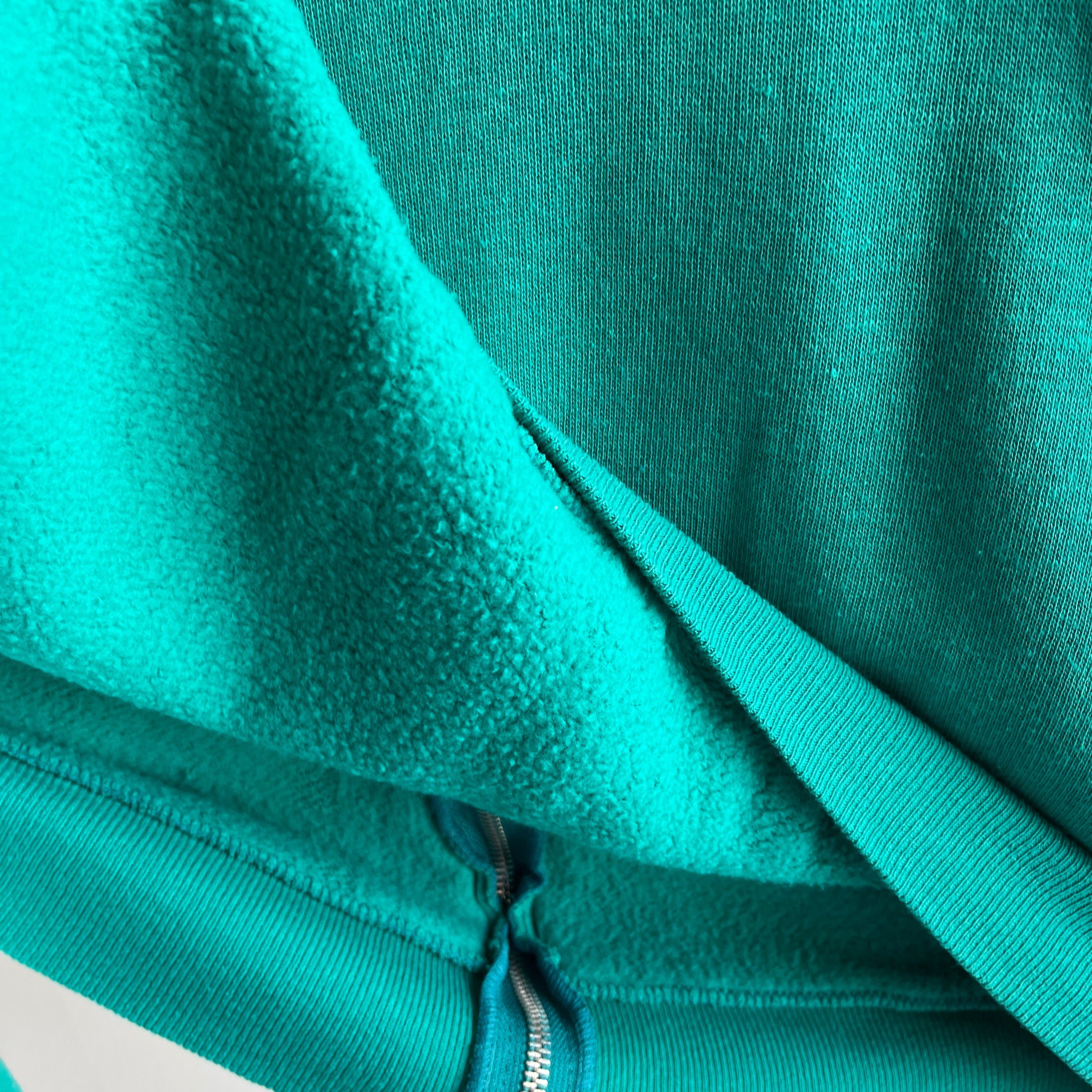 1980s Super Soft - Super, Duper - Teal Zip Up Hoodie