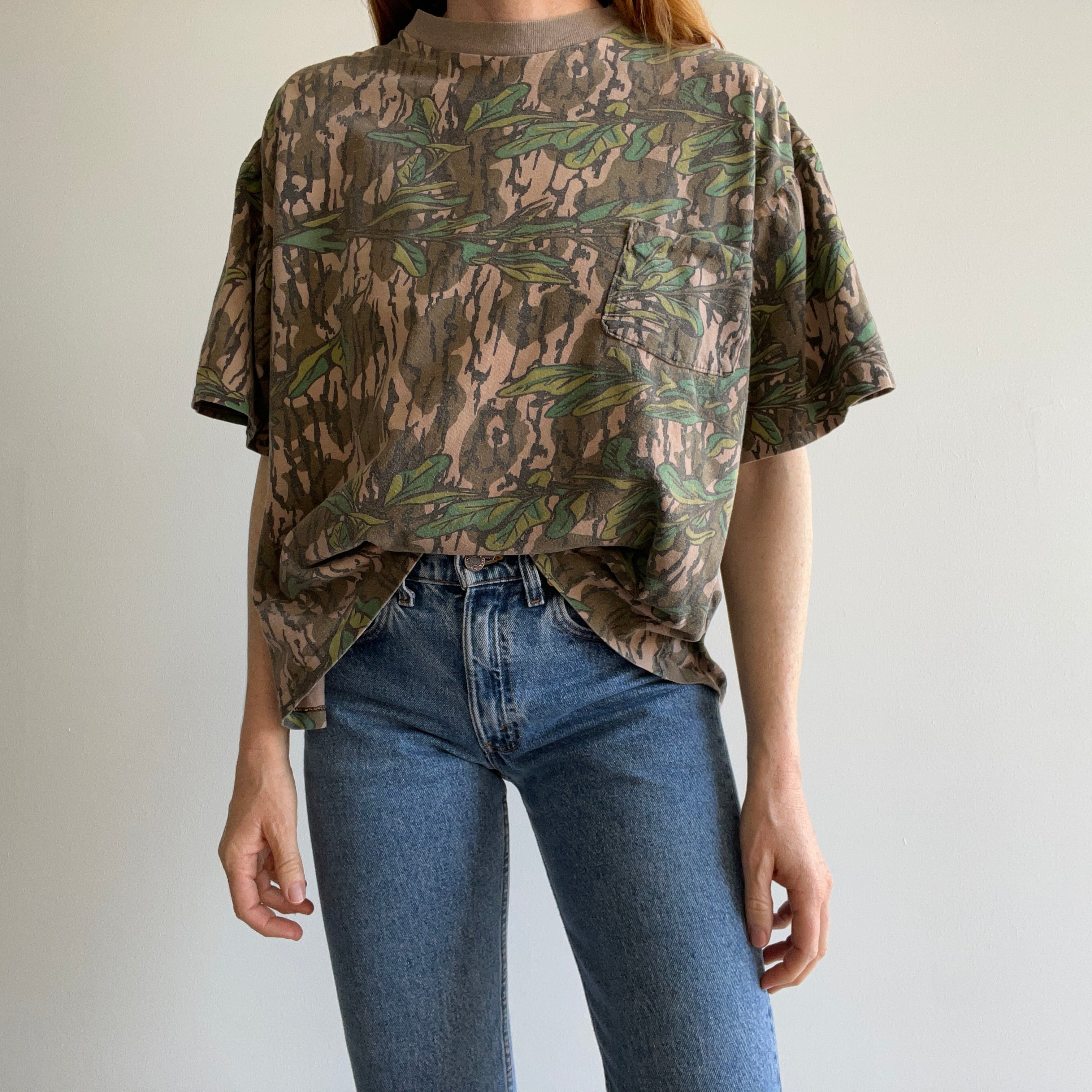 1990s Super Boxy Moss Oak Hunting Camo Pocket T-Shirt (Personal Collection)