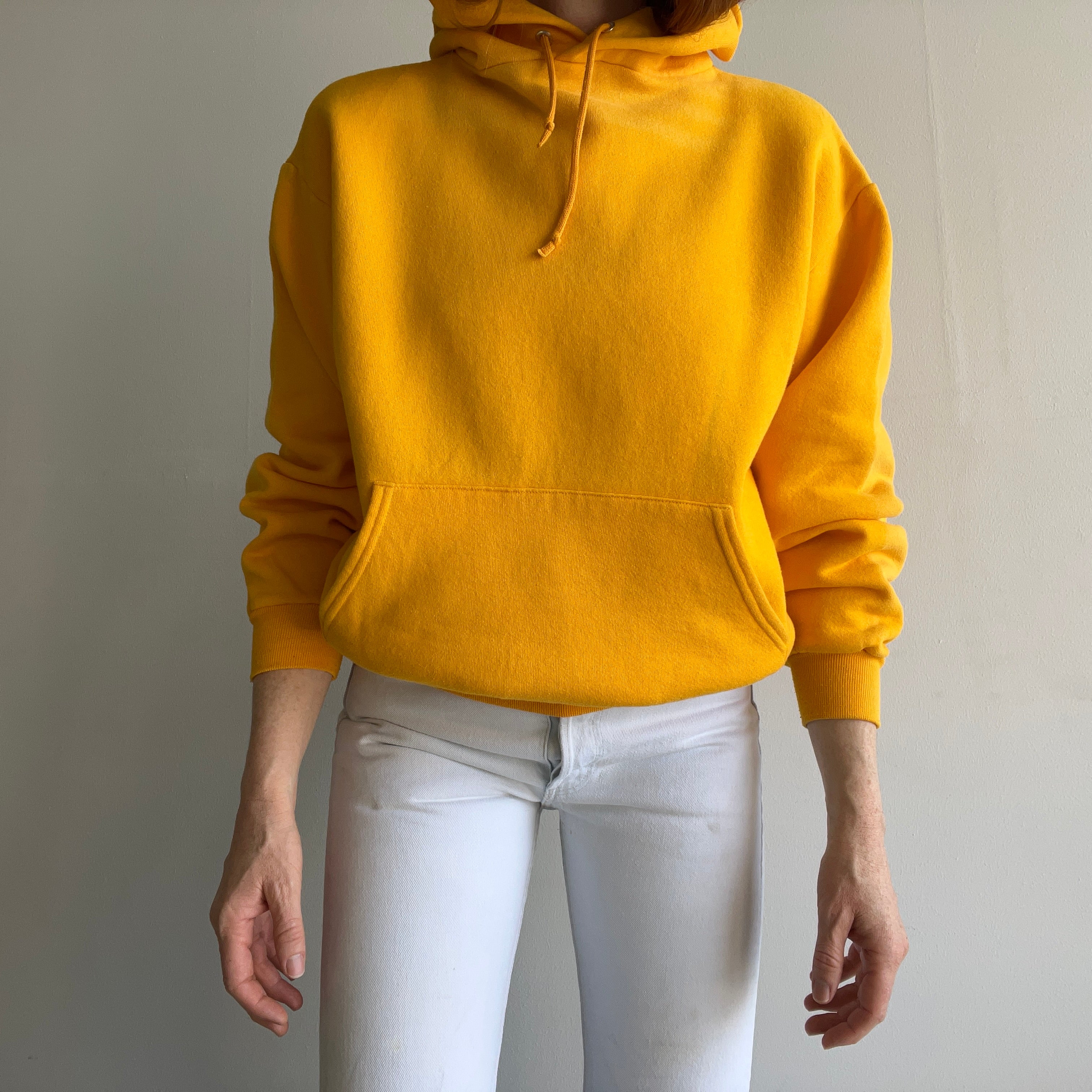 1980s Mustard/Marigold Yellow Pullover Hoodie