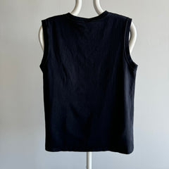 1980s USA Made GAP Cotton V-Neck Blank Black Tank Top