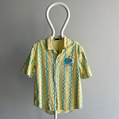 1980s Hobie BACKSIDE!!!!!! Short Sleeve Button Up Cotton T-Shirt - OMFG