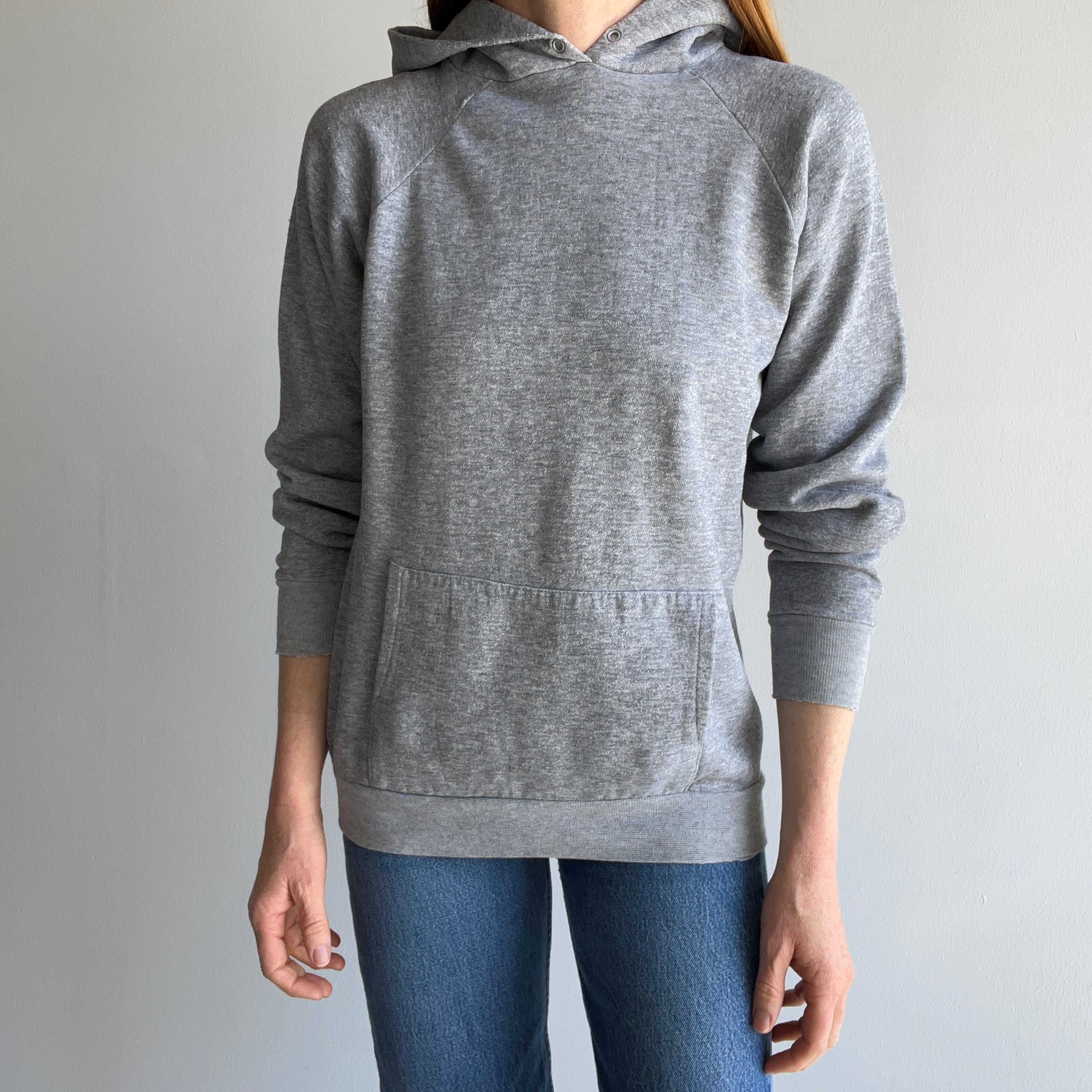 1980s The Fitness Center Blank Gray Pull Over Hoodie