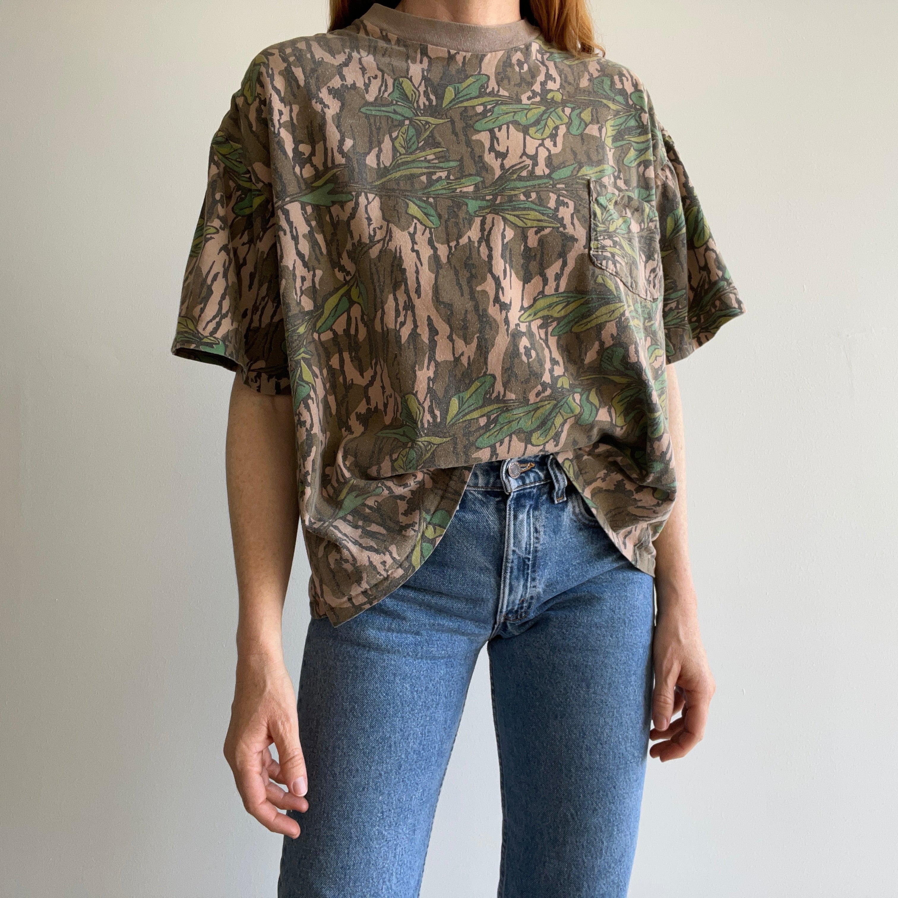 1990s Super Boxy Moss Oak Hunting Camo Pocket T-Shirt (Personal Collection)