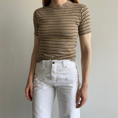 1970s Striped Neutrals Earth Tones Smaller T-Shirt