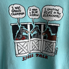 1993 or 1983? Stall Talk - Horsey Humor Sweatshirt with Stains