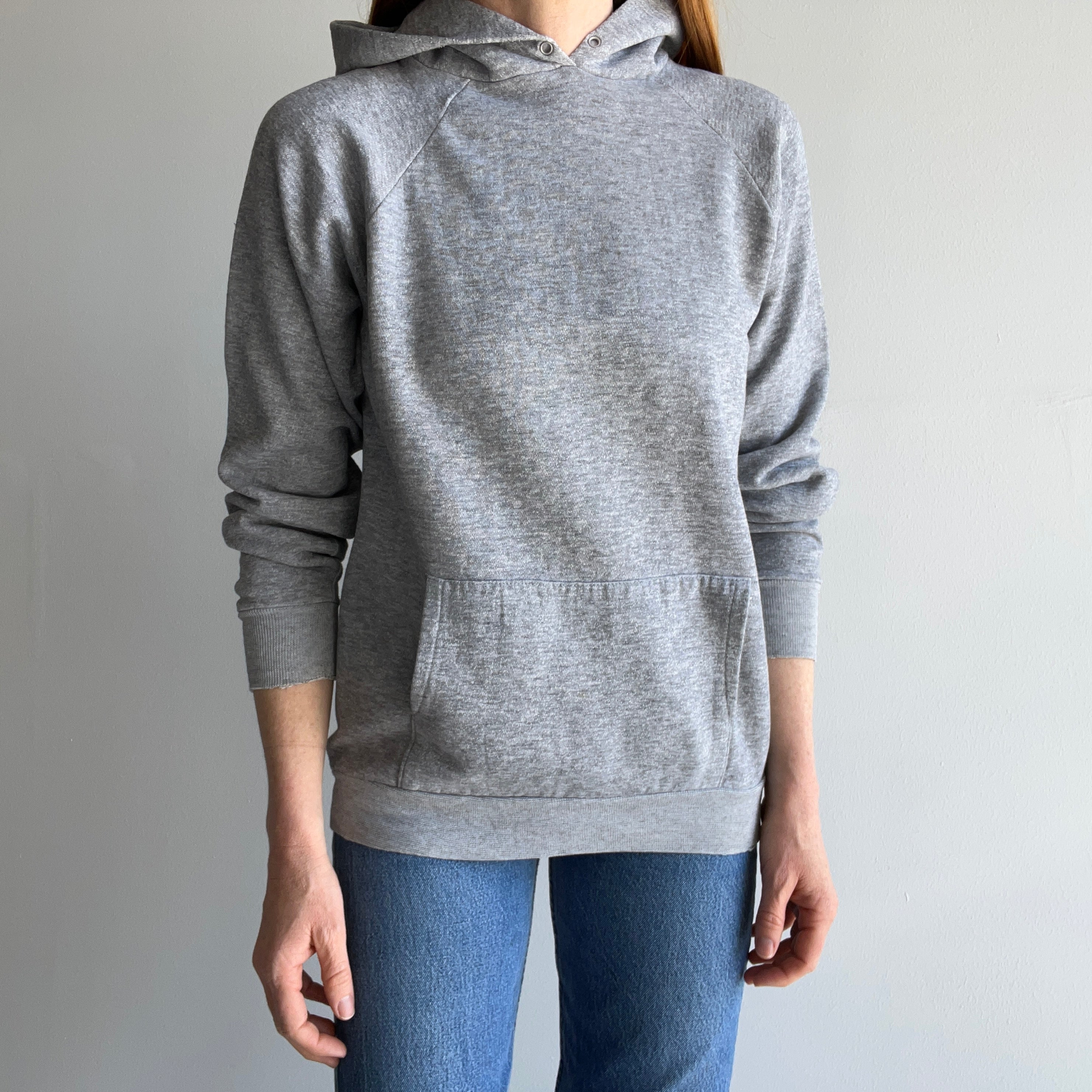 1980s The Fitness Center Blank Gray Pull Over Hoodie