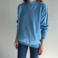 1970/80s Sleeve Stripe Sweatshirt in a Periwinkle-ish Blue