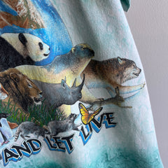 1990 Live and Let Live Habitat Rainforest Tie Dye Wrap Around Animal T-Shirt - !!!!!!!!!