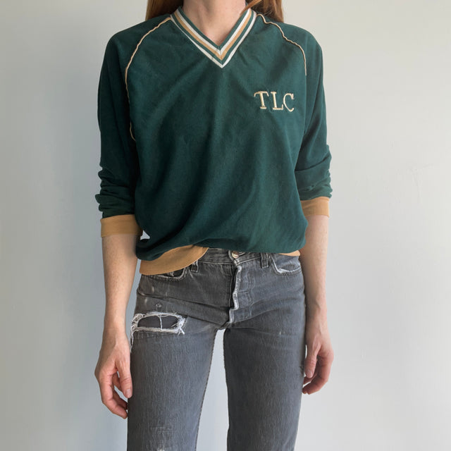 1970s Champion Brand TLC V-Neck Two Tone Sweatshirt