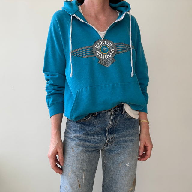 1989 1/4 Zip Harley Hoodie - Front and Back - Oh My
