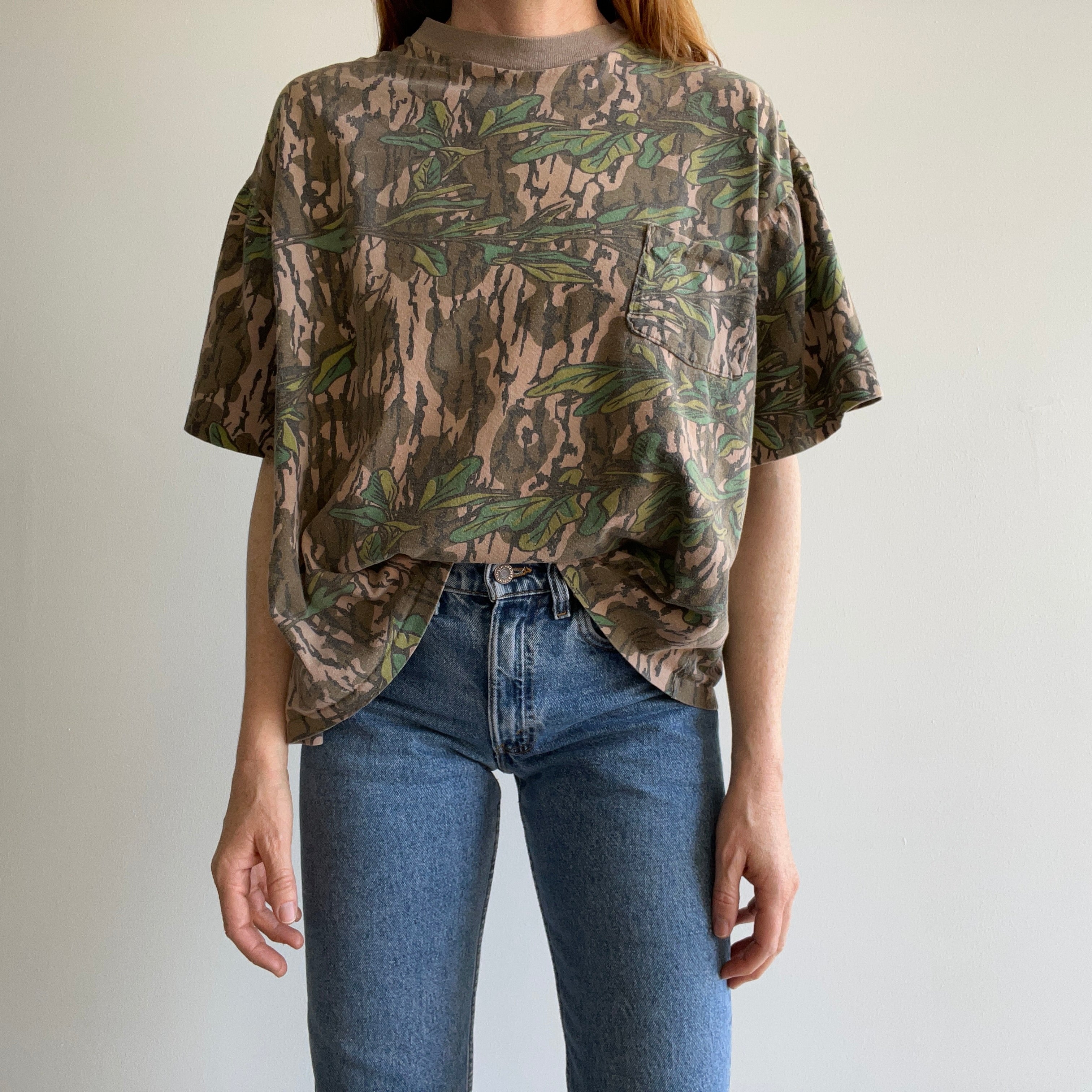 1990s Super Boxy Moss Oak Hunting Camo Pocket T-Shirt (Personal Collection)