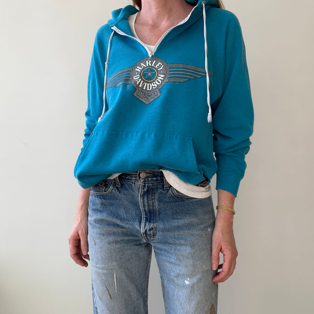 1989 1/4 Zip Harley Hoodie - Front and Back - Oh My