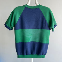 1970/80s Stallion by Healthknit Two Tone Blue and Green Warm Up Sweatshirt