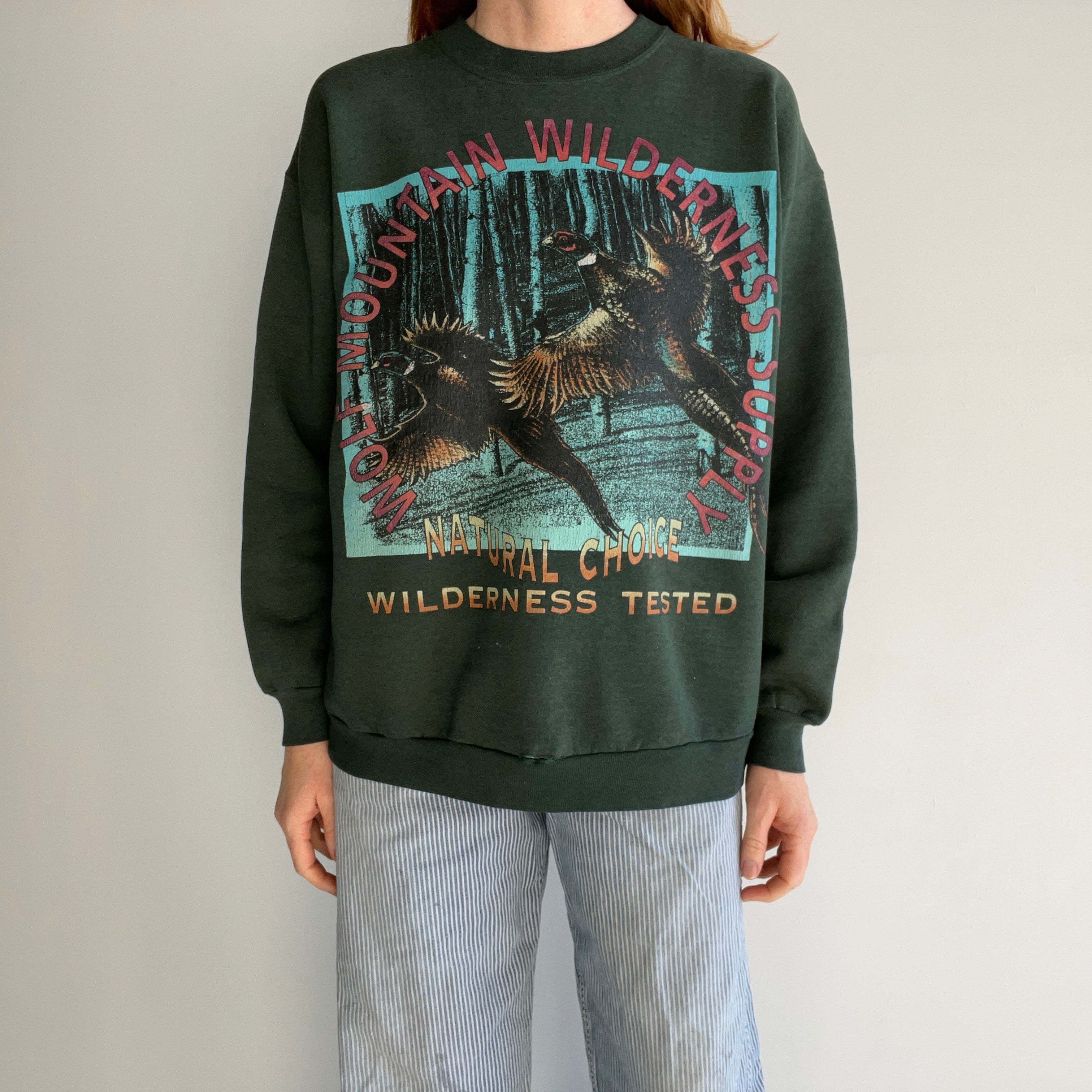 1990s Wolf Mountain Wilderness Supply Beat Up Sweatshirt