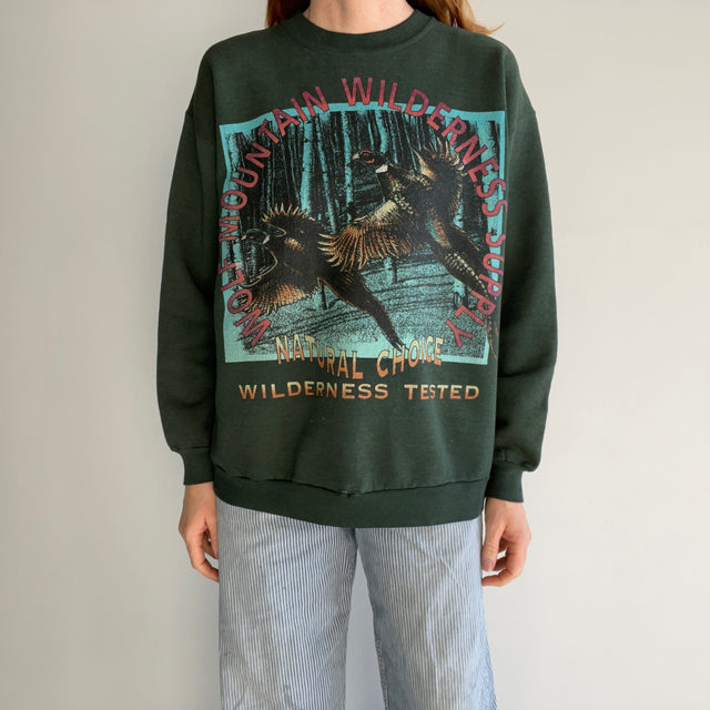 1990s Wolf Mountain Wilderness Supply Beat Up Sweatshirt