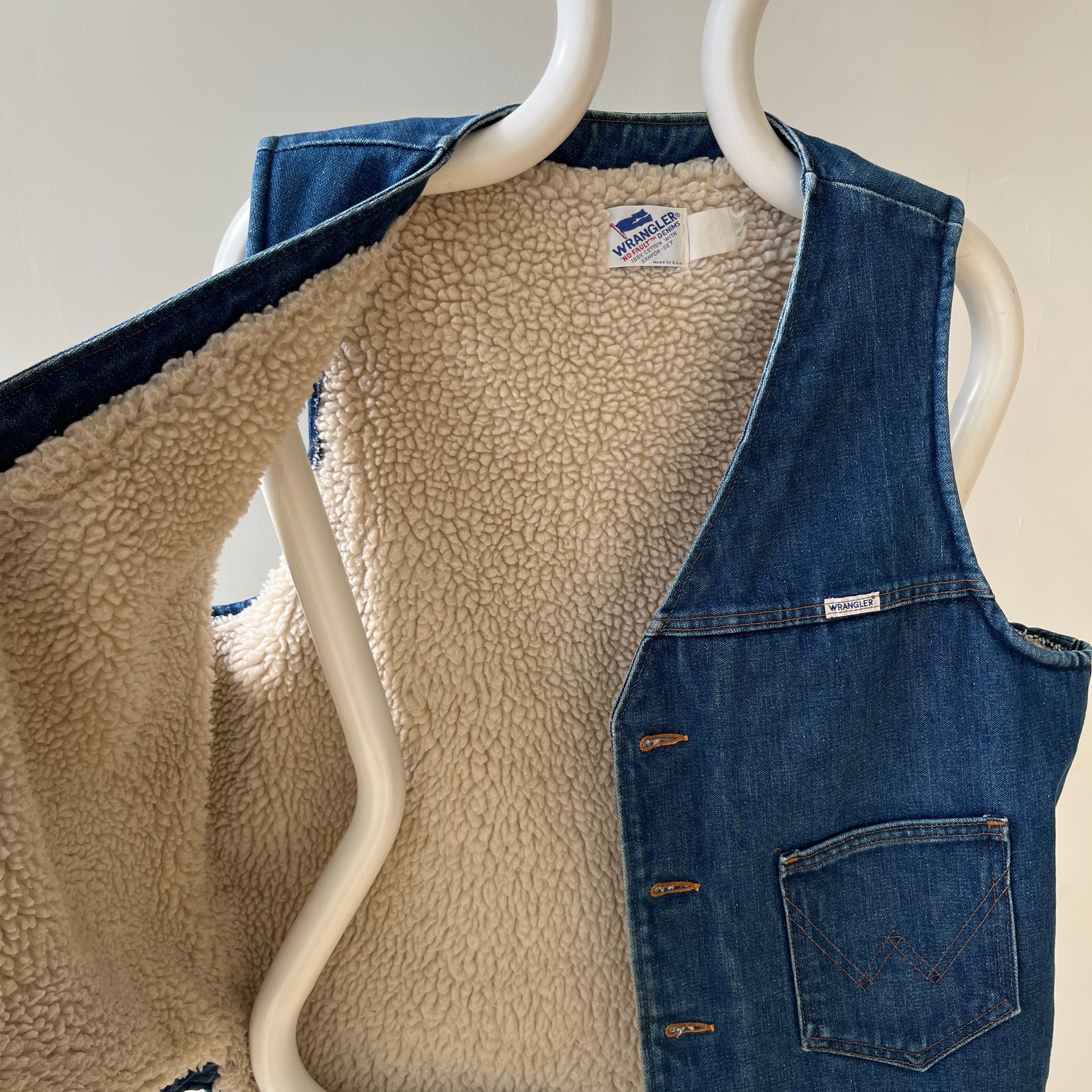 1970s Wrangler Sherpa Lined Denim Vest - TINA COLLECTION