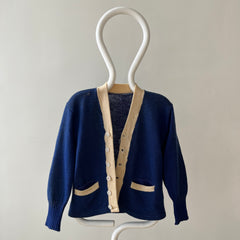 1940s Blue Wool Knit Cardigan - !!!!!!! VERY COOL