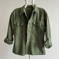 1970s Tattered Torn Worn Super Soft Women's Army Shirt with Interior Pocket - Collectible