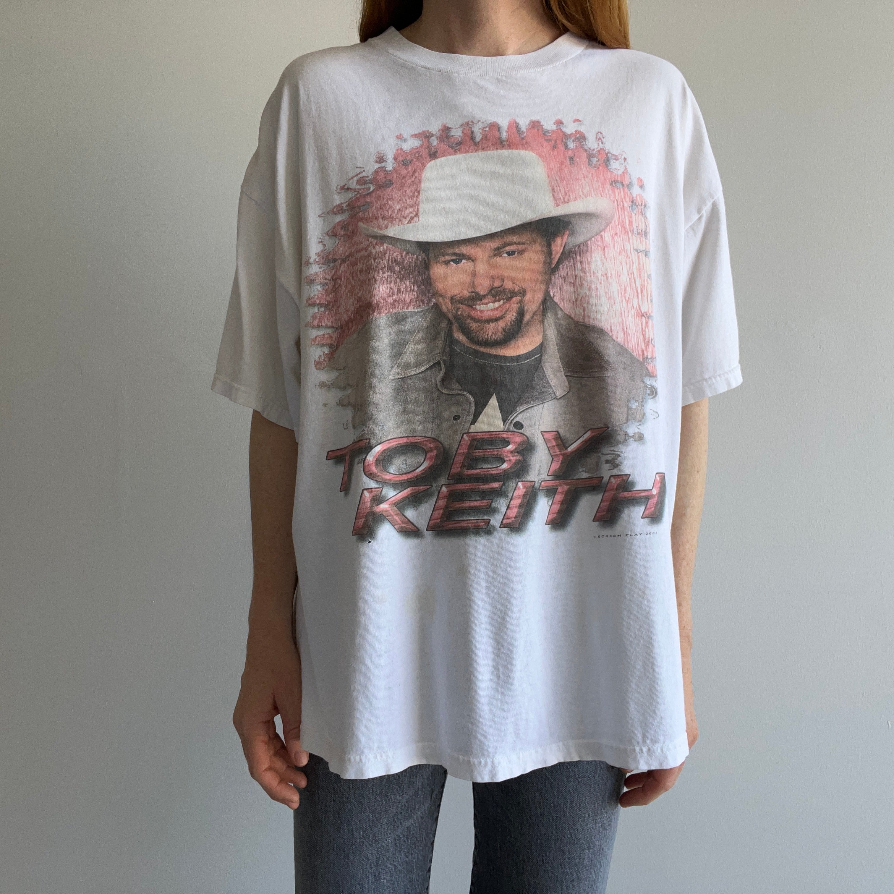 2003 Toby Keith Front and Back Thinned Out and Beat Up T-Shirt