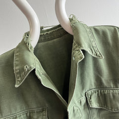 1970s Tattered Torn Worn Super Soft Women's Army Shirt with Interior Pocket - Collectible
