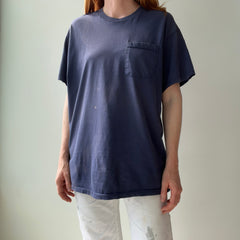 1990/2000s Epically Sun Faded and Worn DCQL Navy Pocket T-Shirt