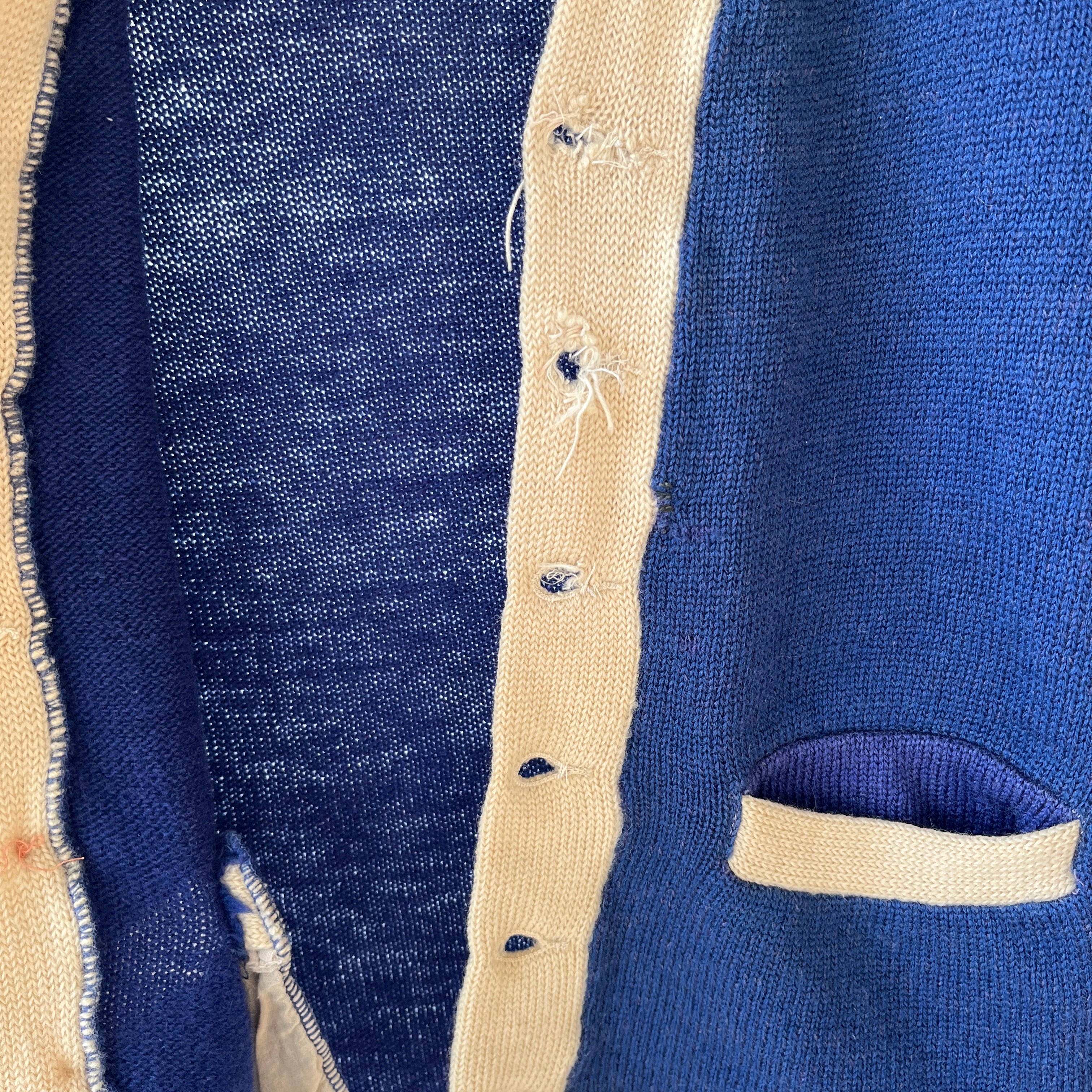 1940s Blue Wool Knit Cardigan - !!!!!!! VERY COOL