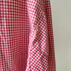 1960s/70s Red And White Houndstooth Pajama Top - Soft Lightweight Cotton Flannel
