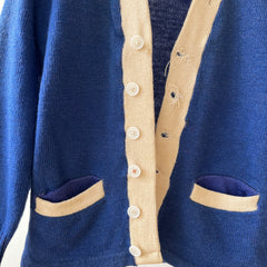 1940s Blue Wool Knit Cardigan - !!!!!!! VERY COOL