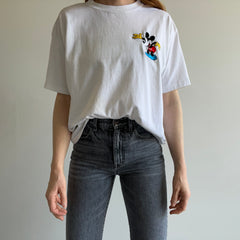 1990s Embroidered Mickey Boxy T-Shirt - Stained