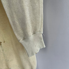 1970s Tissue Paper Thin and Sun Faded Blank Faded Khaki/Tan/English Breakfast with Milk Raglan