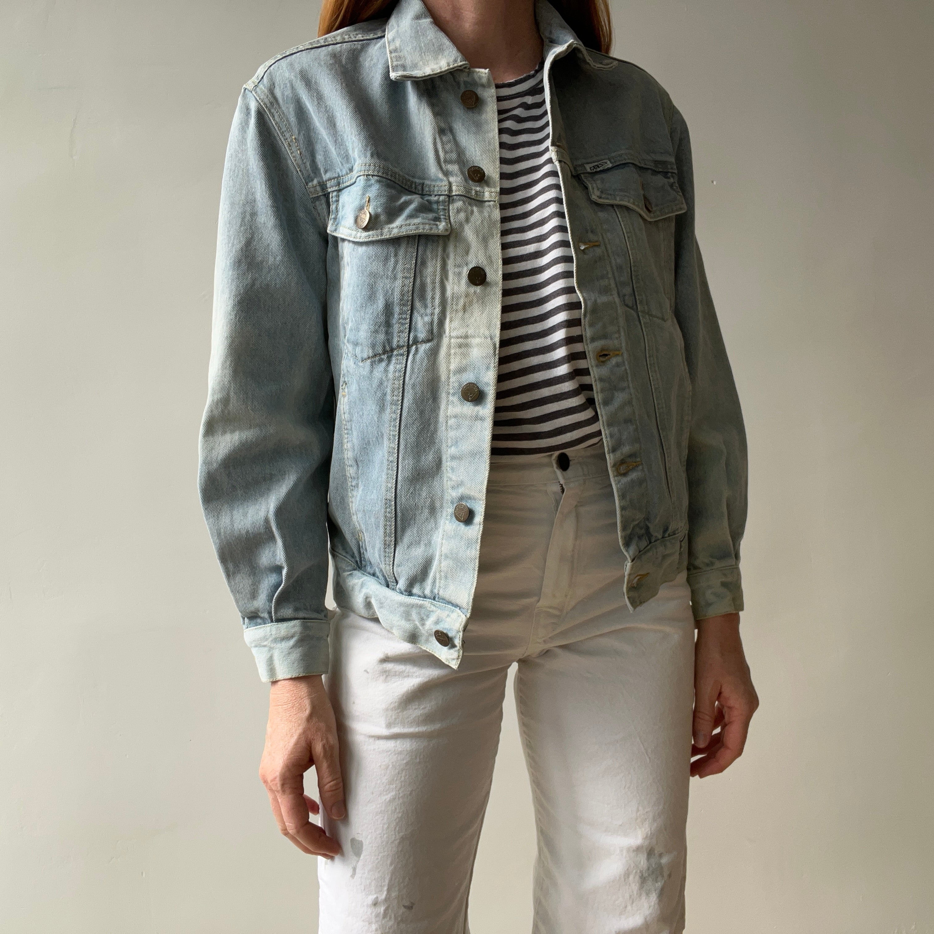 1980s Guess Denim Jean Jacket - Pleated Cuffs - What a Delight!