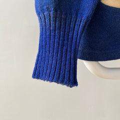 1940s Blue Wool Knit Cardigan - !!!!!!! VERY COOL